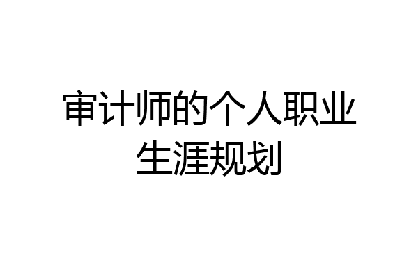审计师的个人职业生涯规划
