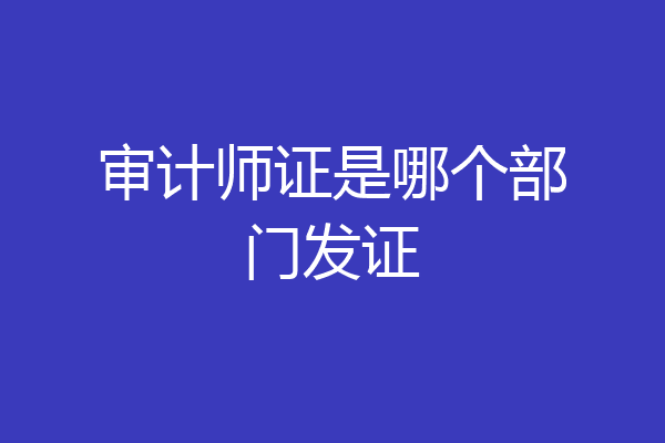 审计师证是哪个部门发证