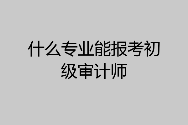 什么专业能报考初级审计师