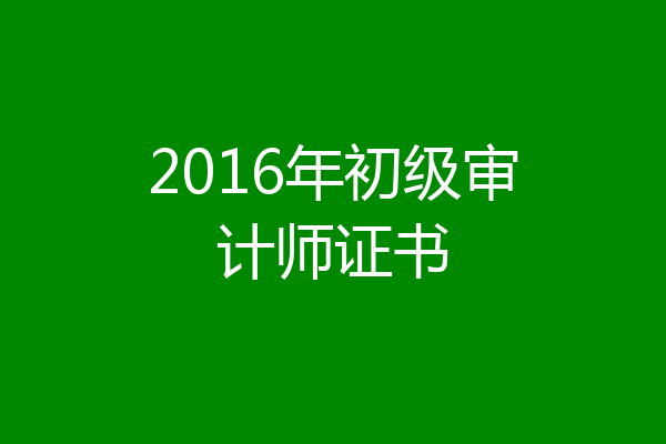 2016年初级审计师证书