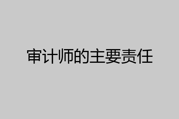 审计师的主要责任