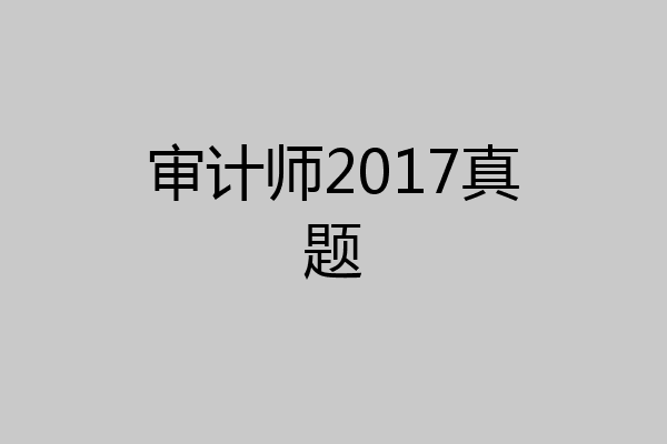 审计师2017真题