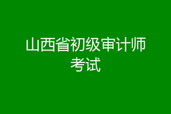 山西省初级审计师考试