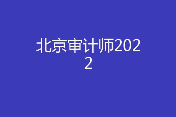 北京审计师2022