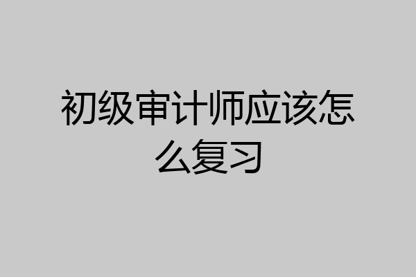 初级审计师应该怎么复习