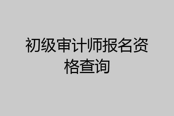 初级审计师报名资格查询