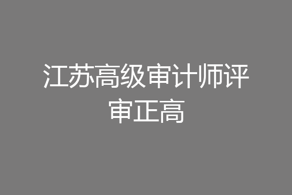 江苏高级审计师评审正高