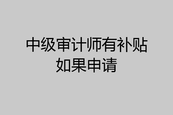中级审计师有补贴如果申请