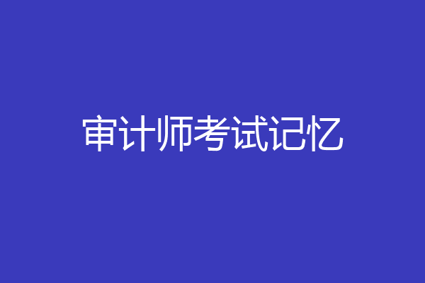 审计师考试记忆