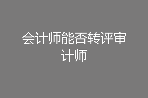会计师能否转评审计师