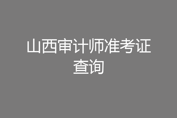 山西审计师准考证查询