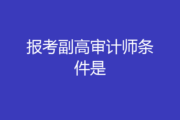 报考副高审计师条件是