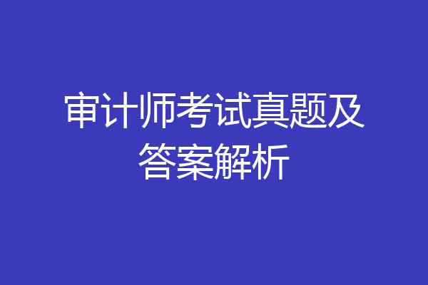 审计师考试真题及答案解析