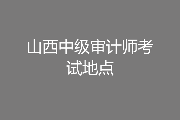 山西中级审计师考试地点