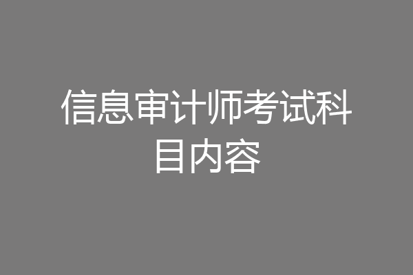 信息审计师考试科目内容