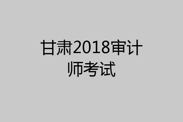 甘肃2018审计师考试