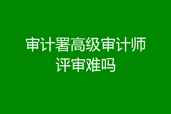 审计署高级审计师评审难吗
