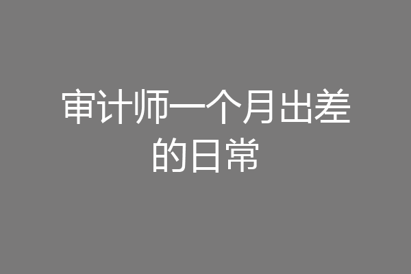 审计师一个月出差的日常