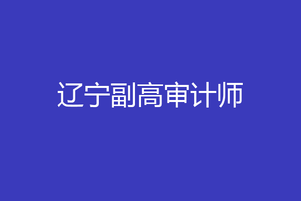 辽宁副高审计师