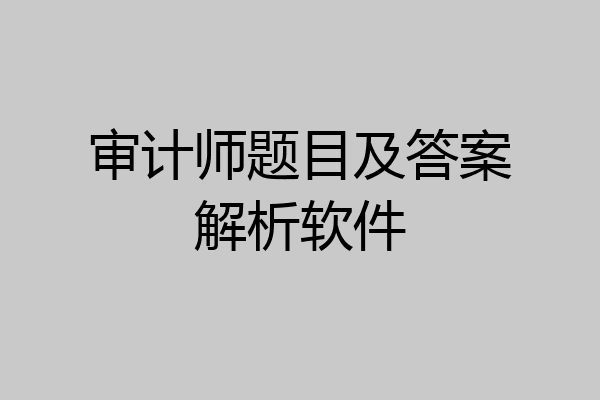 审计师题目及答案解析软件