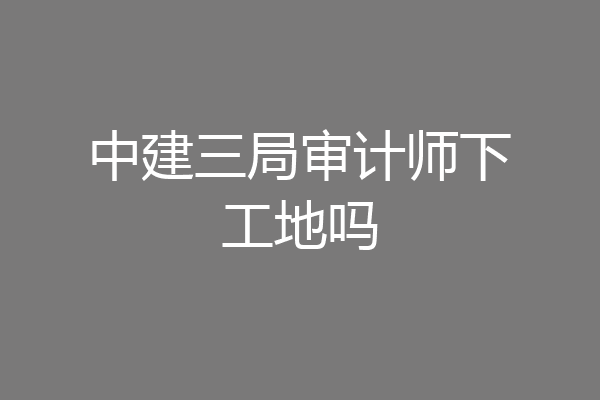中建三局审计师下工地吗