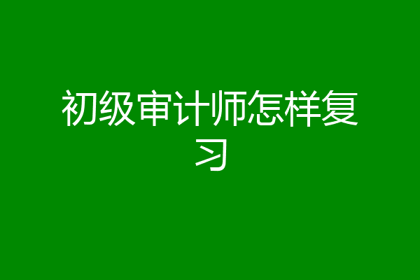 初级审计师怎样复习