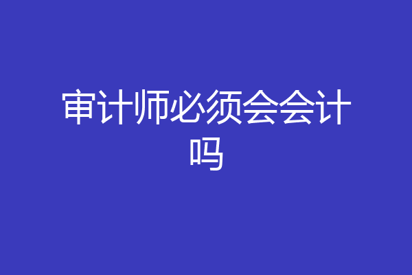 审计师必须会会计吗