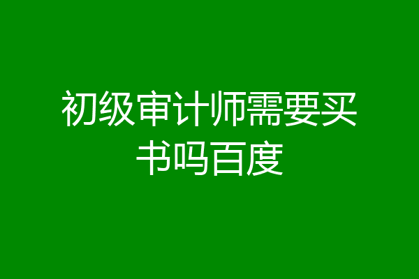 初级审计师需要买书吗百度