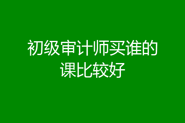 初级审计师买谁的课比较好