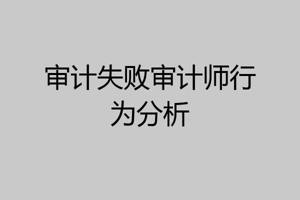 审计失败审计师行为分析