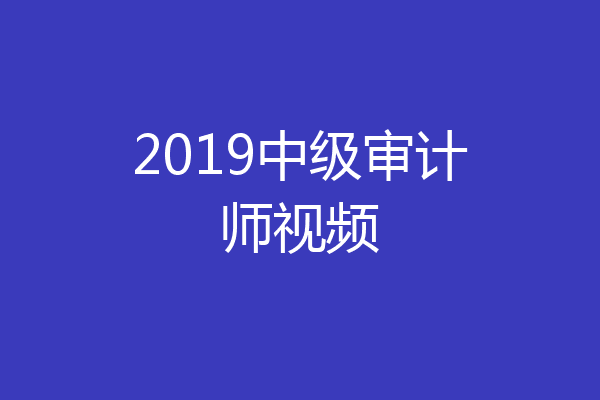 2019中级审计师视频