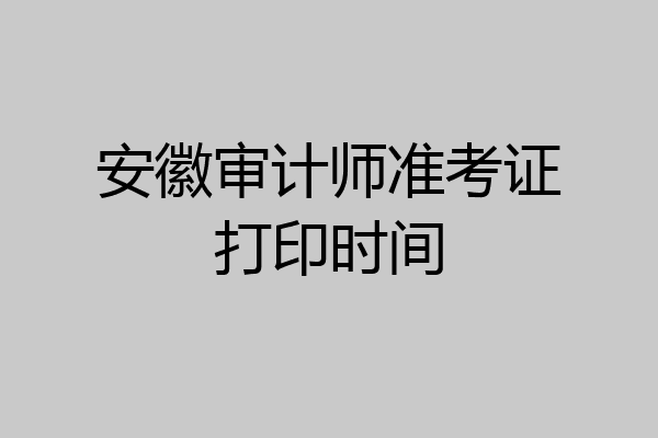 安徽审计师准考证打印时间