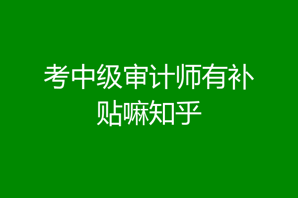 考中级审计师有补贴嘛知乎