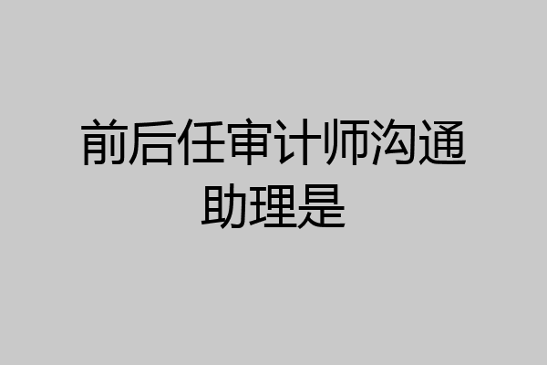 前后任审计师沟通助理是