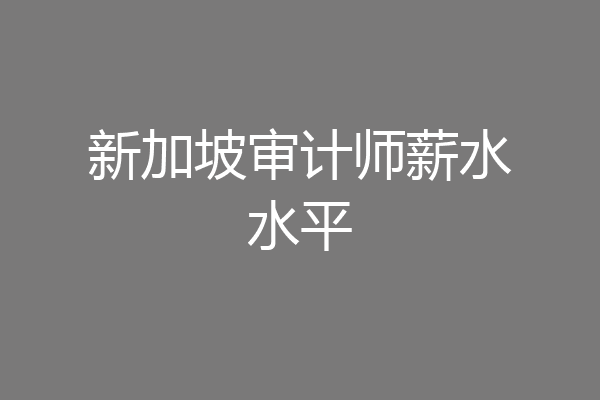 新加坡审计师薪水水平