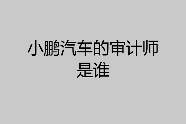 小鹏汽车的审计师是谁