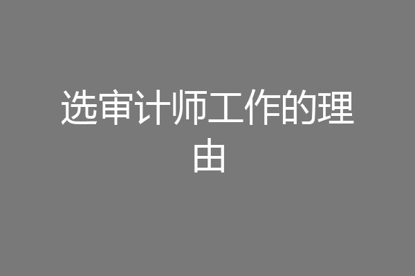 选审计师工作的理由