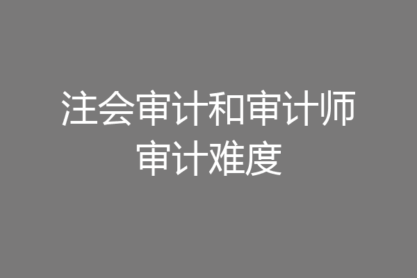 注会审计和审计师审计难度