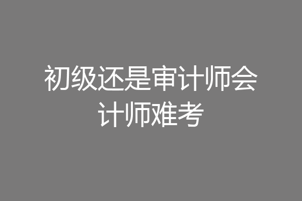 初级还是审计师会计师难考