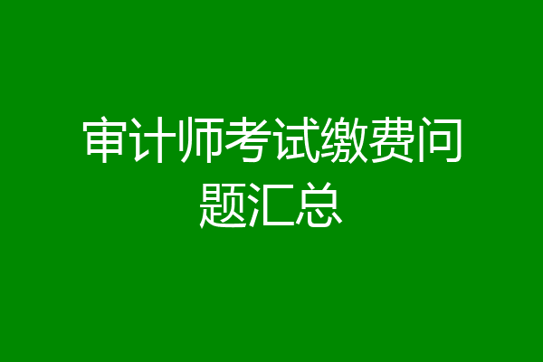 审计师考试缴费问题汇总