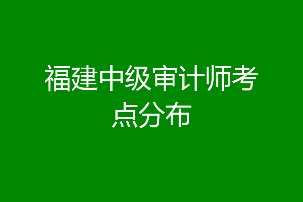 福建中级审计师考点分布