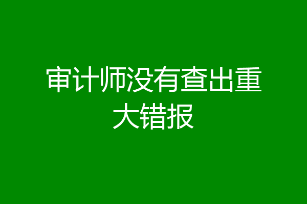 审计师没有查出重大错报
