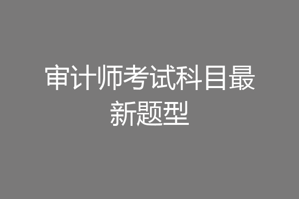 审计师考试科目最新题型