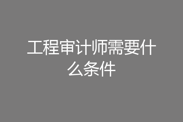 工程审计师需要什么条件