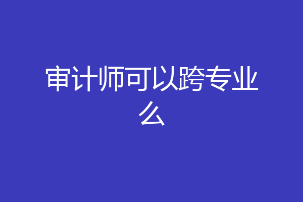 审计师可以跨专业么