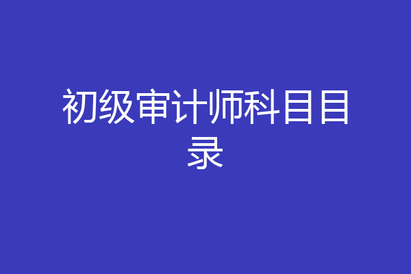 初级审计师科目目录