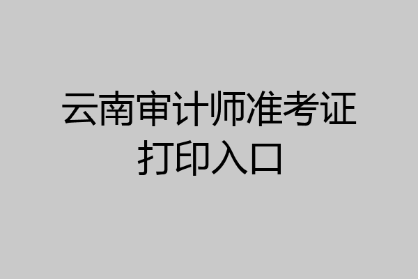 云南审计师准考证打印入口