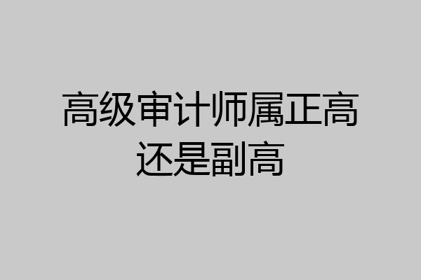 高级审计师属正高还是副高