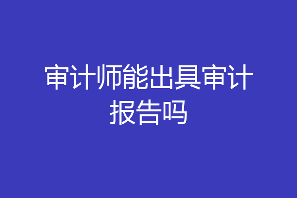 审计师能出具审计报告吗