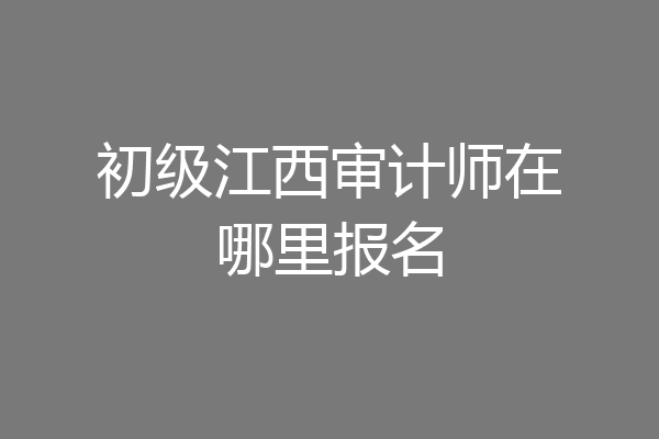 初级江西审计师在哪里报名